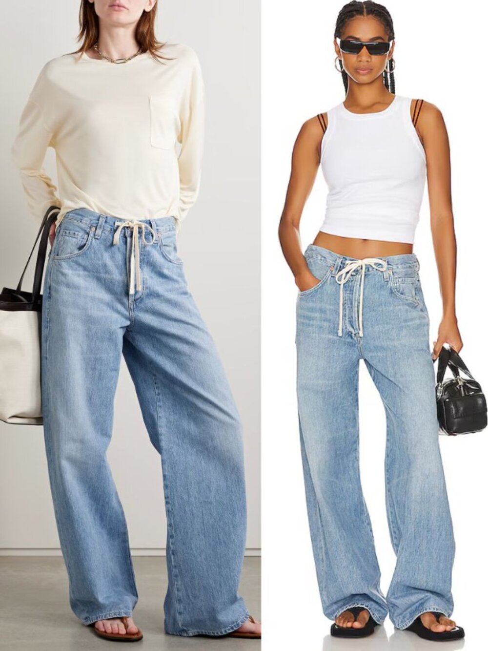 Citizens of Humanity Brynn Trouser Jean Blue Lace Drawstring Wide Leg Size 30